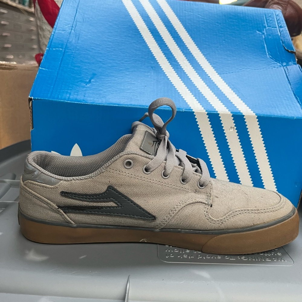 Gray Canvas Sneakers with Gum Sole